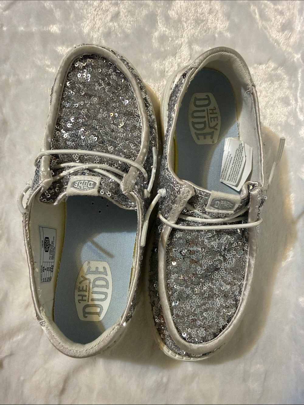 Hey Dude Wendy Silver Sequin Slip-On Sneakers